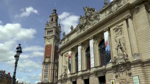 Lille Opera Handelskammer Belfry Old Town Lille Frankrig – Stock-video