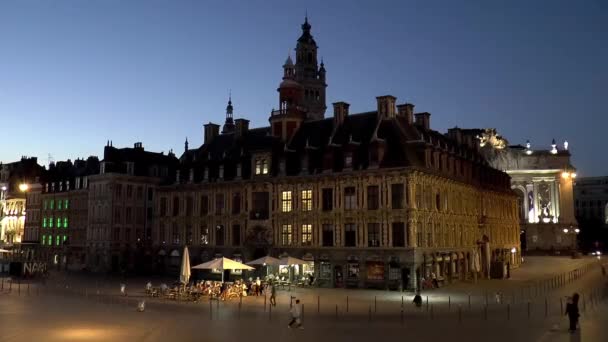 Alte Börse Vieille Bourse Lille Und Handelskammer Belfried Grand Place — Stockvideo