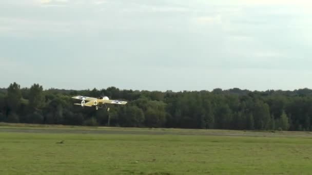 Fokker Iii Airplane Takes Demonstration Flight Airshow — Stock Video