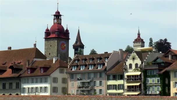 Town Hall Tower Luzern Lucerne Switzerland — Stock video