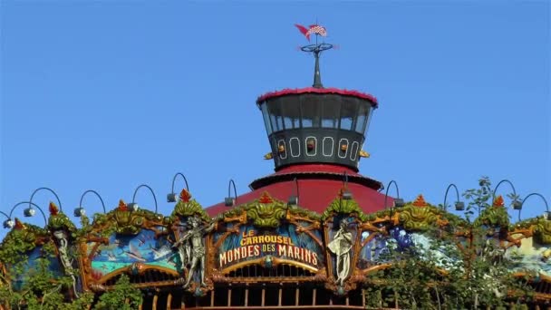 Amusement Park Nantes France Carrousel Mondes Des Marins — Stok video