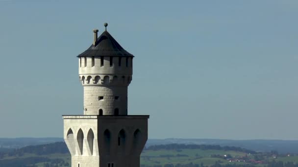 Close View Neuschwanstein Castle Tower Bavaria Germany — Vídeos de Stock