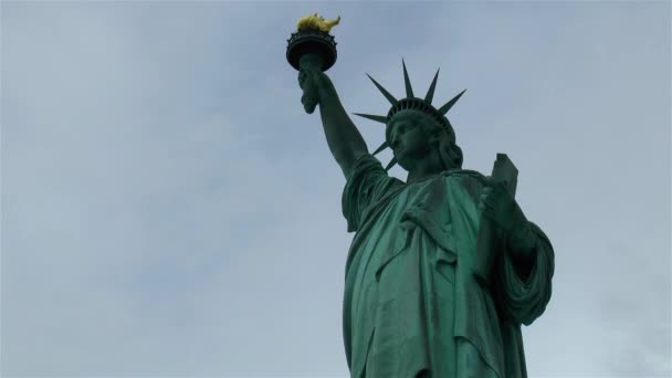 Socha Svobody Newyorském Přístavu Spojených Státech Svoboda Osvětlující Svět — Stock video