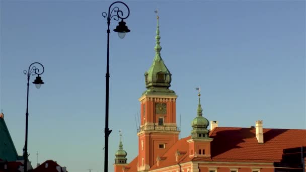 Královská Hradní Věž Starém Městě Varšava Polsko — Stock video