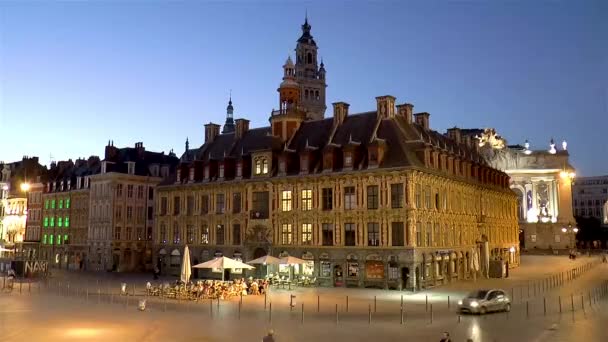 Old Stock Exchange Vieille Bourse Lille Handelskammer Belfry Grand Place – Stock-video