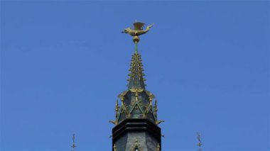 Medieval architectural details: top of Het Belfort van Gent, Ghent Belfry, Belgium.