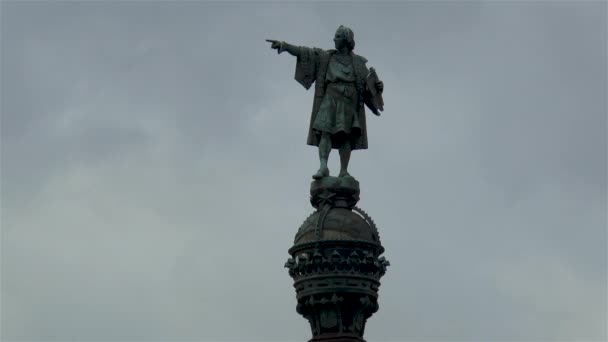 Het Monument Van Columbus Mirador Colum Barcelona Catalonië Spanje — Stockvideo