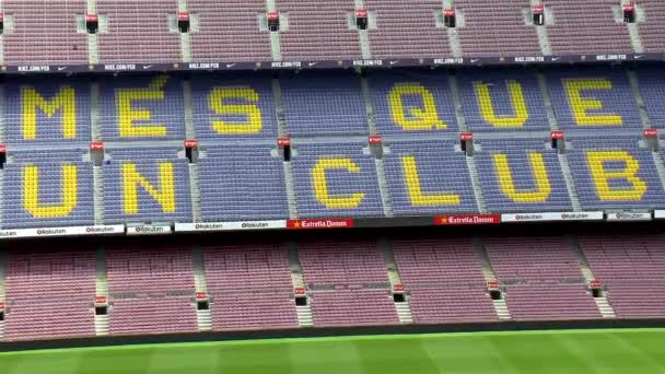 Empty Trova Nel Più Grande Stadio Calcio Europa Barcelona Camp — Video Stock