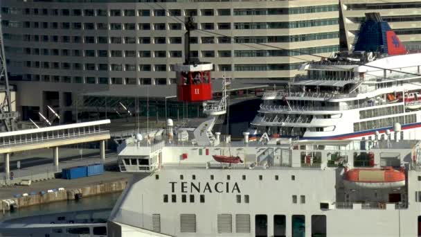 Tranvía Aéreo Port Vell Teleferic Del Port Barcelona España — Vídeos de Stock