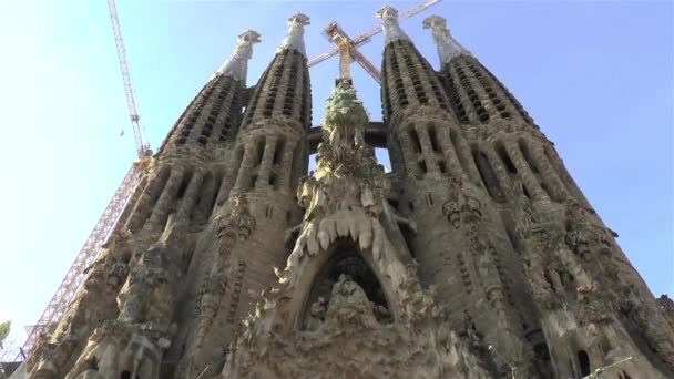 Unfinished Basilica Sagrada Familia Barcelona Spain — Stockvideo