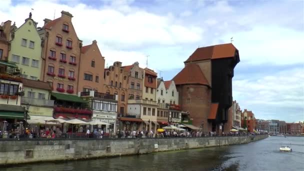 Traditional Waterfront Buildings Gdansk Northern Poland — Stock Video