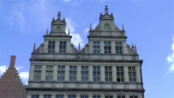 Traditionelle Architektonische Details Fassaden Gent Gent Belgien — Stockvideo