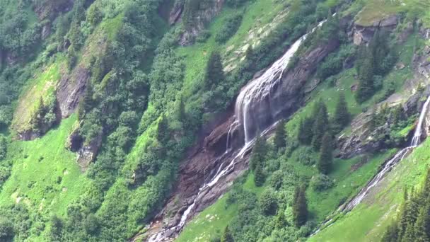 Schweiziska Alperna Landskap Vattenfall Nära Grindelwald — Stockvideo