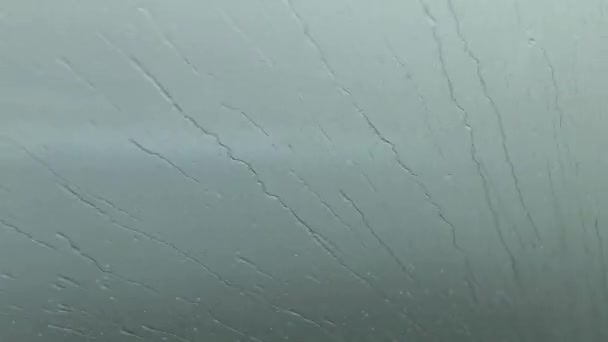 Heavy Rain Hits Aircraft Windshield While Approaching Runway Landing — Stock Video