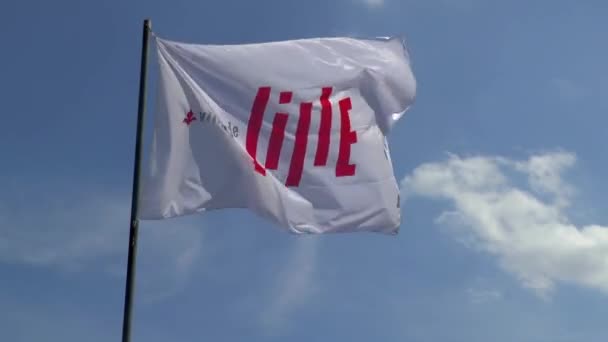 Прапор Міста Лілль Норд Кале Франція — стокове відео