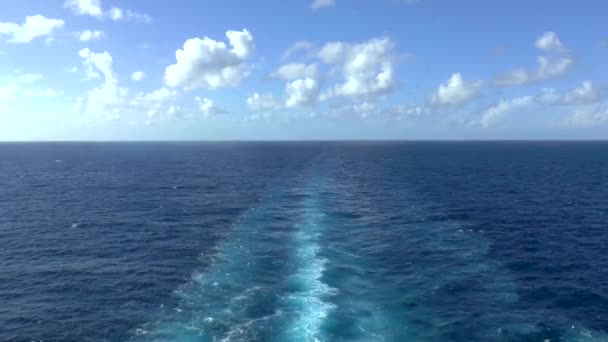 Cruise Ship Trails Open Sea While Sailing Calm Waters — Stock Video