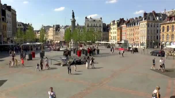 Uitzicht Grote Markt Place Charles Gaulle Oude Binnenstad Van Rijsel — Stockvideo