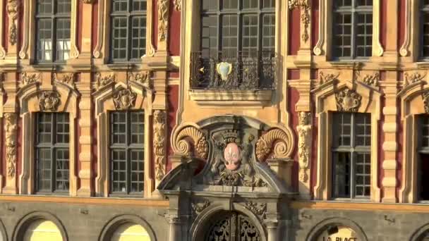 Architektonické Prvky Erb Staré Burze Vieille Bourse Lille Building Old — Stock video