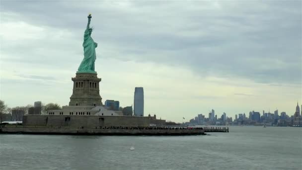 Arrivant Freedom Island New York États Unis Statue Liberté Liberté — Video