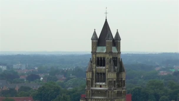 Tower Cathedral Saint Salvator Bruges Belgium – stockvideo
