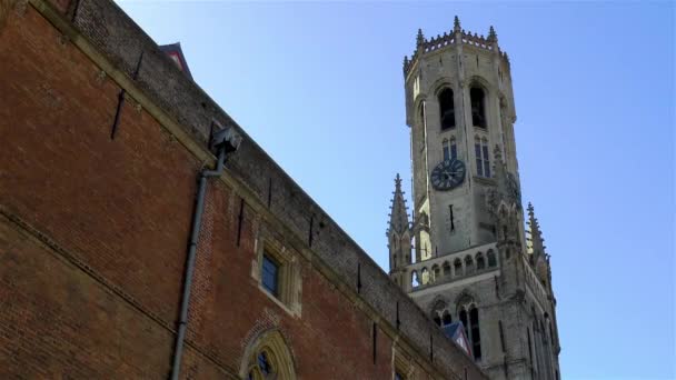 Medieval Belfry Bruges West Flanders Belgium — Stock videók