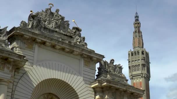 Pohled Zblízka Pařížský Přístav Dveře Nemocných Zvonici Lille Nord Pas — Stock video