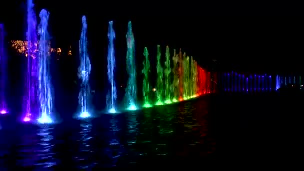 Multimedia Fountain Park Night Light Water Show — Stok Video