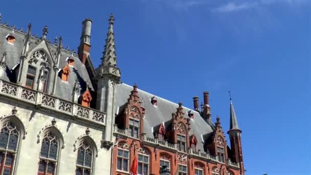 Architektonische Details Aus Dem Mittelalter Dach Des Landgerichtsgebäudes Brügge Belgien — Stockvideo