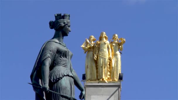 Вигляд Колону Богині Колонна Дессе Статуї Площі Шарля Голля Лілль — стокове відео