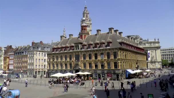 Old Stock Exchange Vieille Bourse Lille Chamber Commerce Belfry Grand — Αρχείο Βίντεο