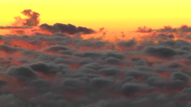 Voando Acima Das Nuvens Nuvens Coloridas Sol Alta Altitude Imagens — Vídeo de Stock