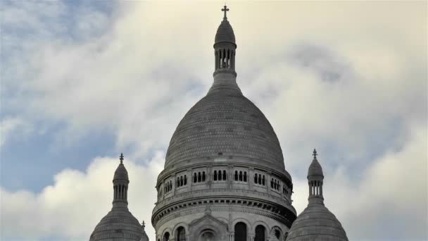 Nahaufnahme Der Basilika Des Heiligen Herzens Von Paris Basilika Sacr — Stockvideo