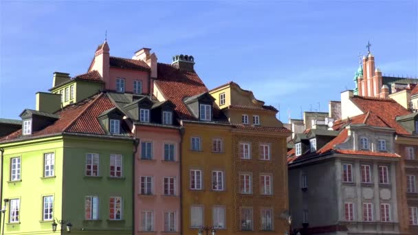 Edificios Tradicionales Plaza Real Del Casco Antiguo Varsovia Polonia — Vídeos de Stock