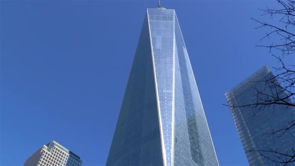 Vista Baixo Ângulo Edifício One World Trade Center Manhattan Nova — Vídeo de Stock