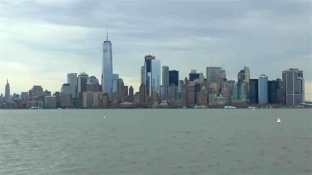 Salida Manhattan Para Gira Estatua Libertad Nueva York Estados Unidos — Vídeo de stock