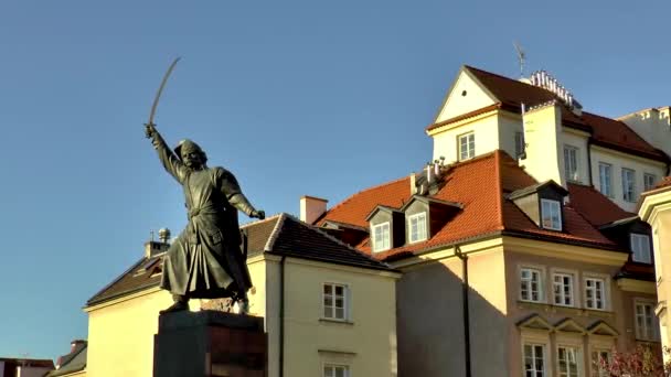 Monumento Janowi Kilinskiemu Jan Kilinski Casco Antiguo Varsovia Polonia — Vídeos de Stock