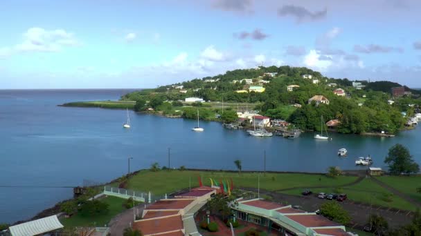 Mariny Łodzie Terminal Statków Wycieczkowych Karaibskiej Wyspie Saint Lucia — Wideo stockowe