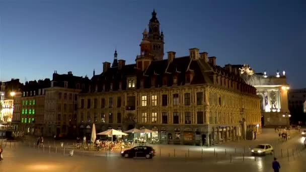 法国旧城Lille Charles Gaulle广场Grand Place的Old Stock Exchange Vieille Bourse Lille和Chamber Commerce — 图库视频影像