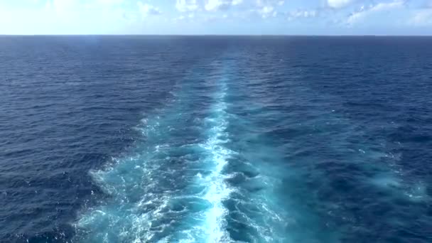 Cruise Ship Trails Open Sea While Sailing Calm Waters — Stock Video