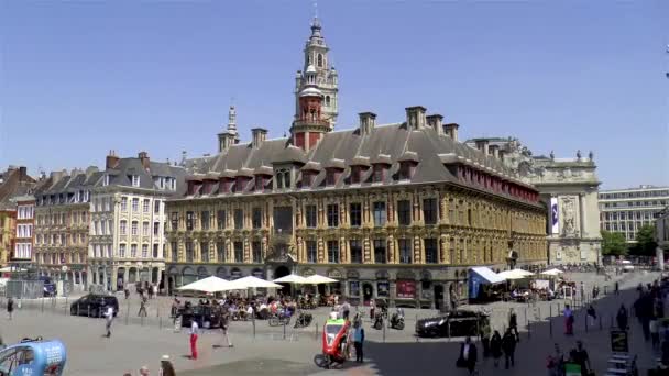 Stara Giełda Papierów Wartościowych Vieille Bourse Lille Izba Handlowa Belfry — Wideo stockowe
