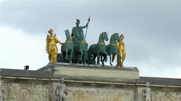 Monumento Sobre Arco Del Triunfo Del Carrousel París Francia Paz — Vídeos de Stock