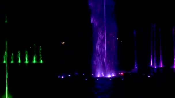 Multimedia Fountain Park Night Light Water Show — Stok Video