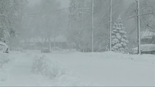 住宅街の上に大雪 住宅街における視認性の低下と豪雪化 — ストック動画