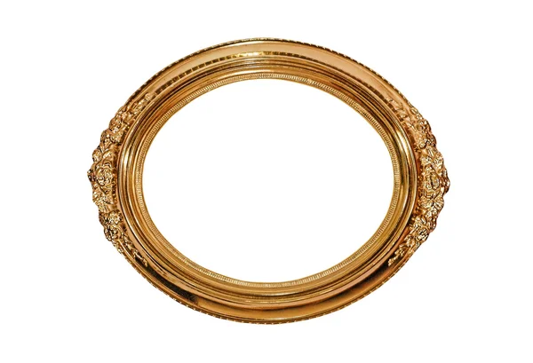 Beyaz izole altın oval resim çerçevesi.