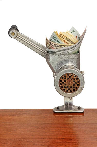 Money concept with dollar banknotes in meat grinder. — Stock Photo, Image