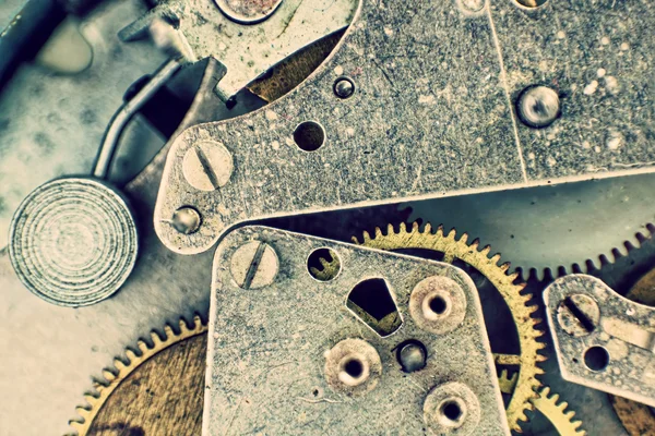 En el interior del reloj de bolsillo.Mecanismo de reloj con engranajes Macro Backgrou —  Fotos de Stock