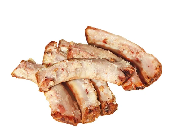 Concepto Pobreza Montón Costillas Cerdo Recogidas Aisladas Sobre Fondo Blanco —  Fotos de Stock