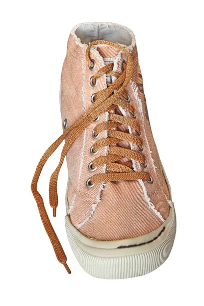 Único Sapato Ginástica Moda Tomada Close Isolado Fundo Branco — Fotografia de Stock