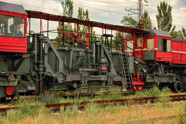 Gleisdienstwagen Reparatur Und Reparatur Der Eisenbahn Nahaufnahme — Stockfoto