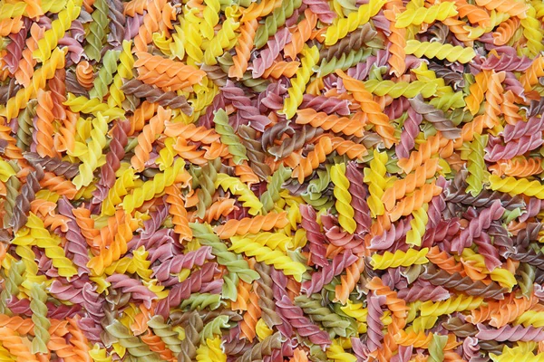 Pasta Fusilli Multicolor Cruda Adecuada Como Fondo Alimentario — Foto de Stock